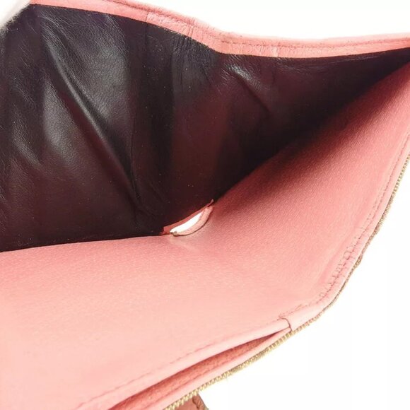 Gucci Double Sided Wallet GGpattern Beige Pink Canvas Leather Used T9705 - Picture 8 of 9